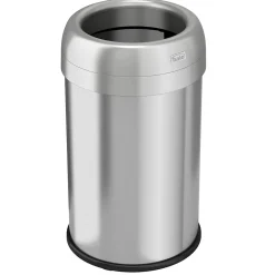 Stainless Steel Round Open Top Trash Can with Dual AbsorbX Odor Control System, Silver, Silver, 13 Gal. (OT13STR)<Halo Best