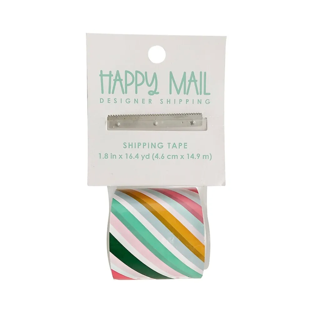 Best Happy Mail Packing Tape with Dispenser, 1.8" x 16.4 yds., Multicolor (246452)