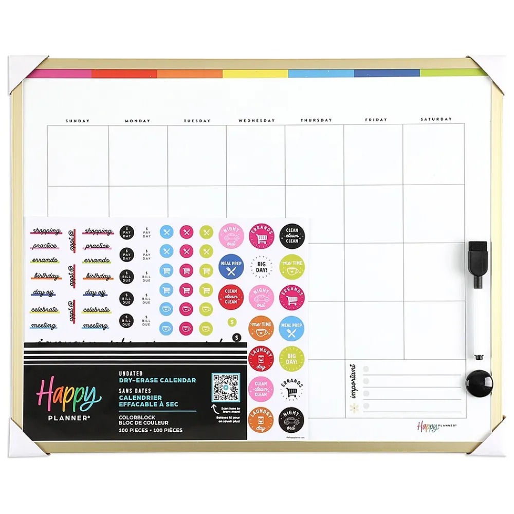 Dry Erase*The Happy Planner Happy Planner Color Block Dry-Erase Whiteboard, 16" x 20" (AF3DEB-031)