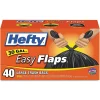 Easy Flaps 30 Gallon Trash Bag, 30" x 33", Low Density, 0.85 mil, Black, 40 Bags/Box, 6 Boxes/Carton (RFPE27744CT)<Hefty Hot