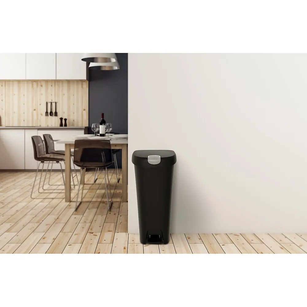 Lockable Step On Trash Can, 12 Gallon, Black, 2/Pack (HFTCOM225807545)<Hefty Sale