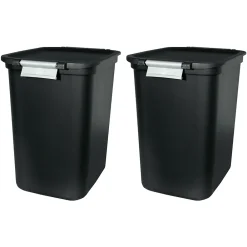 Locking Hinged Lid Trash Can, 7.7 Gallons, Black, 2/Pack (HFTCOM229207507)<Hefty Online