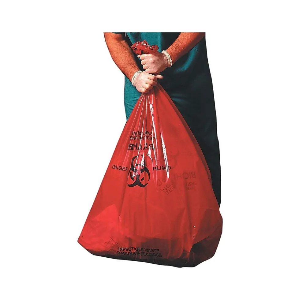 Heritage 30 Gal. Biohazard Liners, Red, 43"L x 30"W, 200/Carton (A6043PR)<Heritage Bag Hot