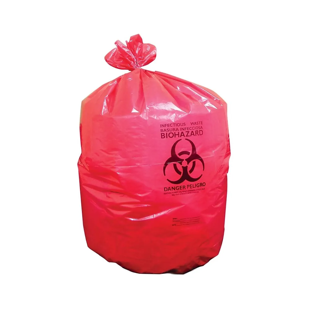 Heritage 10 Gal. Biohazard Liners, Red, 23"L x 24"W, 500/Carton (A4823PR)<Heritage Bag Best