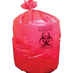 Heritage Healthcare 40-45 Gallon Printed Bags/Liners, 40" x 46", Low Density, 3 Mil, Red, Pack of 75 (A8046ZR)<Heritage Bag Best