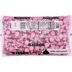 KISSES HERSHEY'S Pink Foil Milk Chocolate Pieces, 66.7 oz. (HEC33434)