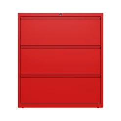 File Cabinets*Hirsh HL10000 Series 3-Drawer Lateral File Cabinet, Locking, Letter/Legal, Lava Red, 36" (24252)
