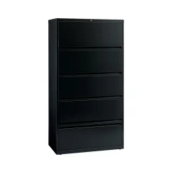 File Cabinets*Hirsh HL10000 Series 5-Drawer Lateral File Cabinet, Locking, Letter/Legal, Black, 36" (17902)