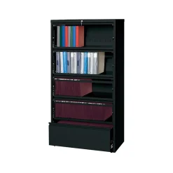 File Cabinets*Hirsh HL10000 Series 5-Drawer Lateral File Cabinet, Locking, Letter/Legal, Black, 36" (17902)