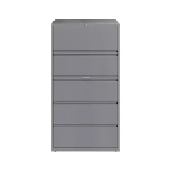 File Cabinets*Hirsh HL10000 Series 5-Drawer Lateral File Cabinet, Locking, Letter/Legal, Arctic Silver, 36" (23747)