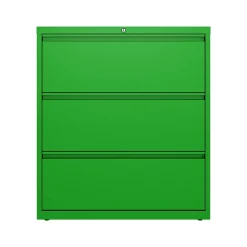File Cabinets*Hirsh HL10000 Series 3-Drawer Lateral File Cabinet, Locking, Letter/Legal, Screaming Green, 36" (24253)