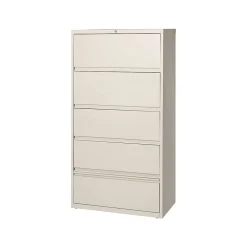File Cabinets*Hirsh HL10000 Series 5-Drawer Lateral File Cabinet, Locking, Letter/Legal, Putty, 36" (17901)