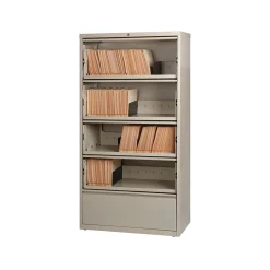 File Cabinets*Hirsh HL10000 Series 5-Drawer Lateral File Cabinet, Locking, Letter/Legal, Putty, 36