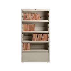 File Cabinets*Hirsh HL10000 Series 5-Drawer Lateral File Cabinet, Locking, Letter/Legal, Putty, 36