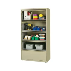 File Cabinets*Hirsh HL10000 Series 5-Drawer Lateral File Cabinet, Locking, Letter/Legal, Putty, 36