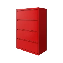 File Cabinets*Hirsh HL10000 Series 4-Drawer Lateral File Cabinet, Locking, Letter/Legal, Lava Red, 36