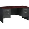 Computer Desks*Hirsh 60"W Double-Pedestal Desk, Charcoal/Mahogany (20534)