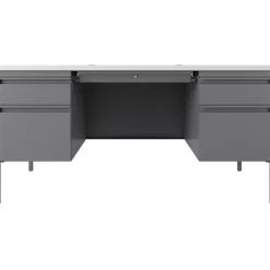 Computer Desks*Hirsh 60"W Double-Pedestal Teacher's Desk, Platinum/White (22645)