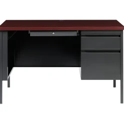 Computer Desks*Hirsh 48"W Single-Pedestal Desk, Charcoal/Mahogany (20093)