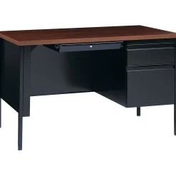 Computer Desks*Hirsh 48"W Single-Pedestal Desk, Black/Walnut (20092)
