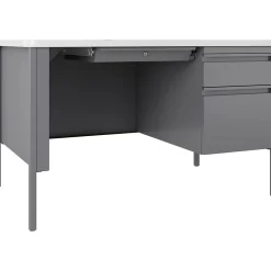 Computer Desks*Hirsh 48"W Single-Pedestal Teacher's Desk, Platinum/White (22643)
