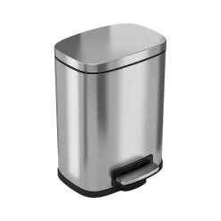 Stainless Steel Step Trash Can with Hinged Lid, 1.32-Gallon, Silver (HLSS01R)<HLS Commercial New