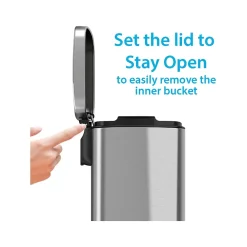 Stainless Steel Step Trash Can with Hinged Lid, 1.32-Gallon, Silver (HLSS01R)<HLS Commercial New