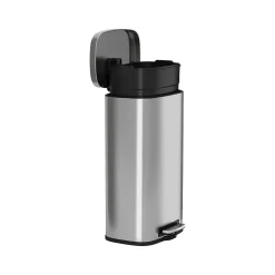 Stainless Steel Trash Can with Hinged Lid, 8-Gallon, Silver (HLSS08RFR)<HLS Commercial Hot