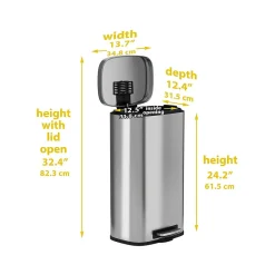 Stainless Steel Trash Can with Hinged Lid, 8-Gallon, Silver (HLSS08RFR)<HLS Commercial Hot