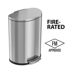 Stainless Steel Trash Can with Hinged Lid, 13.2-Gallon, Silver (HLSS13DFR)<HLS Commercial Best