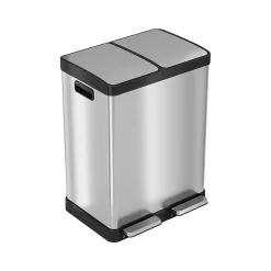 Stainless Steel Trash & Recycling Bin Combo, 16-Gallon, Silver (HLSS16RFR)<HLS Commercial Clearance
