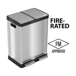 Stainless Steel Trash & Recycling Bin Combo, 16-Gallon, Silver (HLSS16RFR)<HLS Commercial Clearance