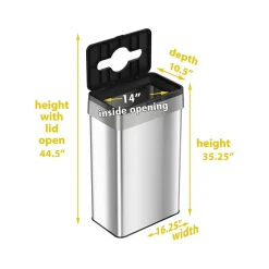 Stainless Steel Trash Can, 21-Gallon, Black/Silver (HLS21UOTTRS)<HLS Commercial Outlet