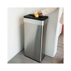 Stainless Steel Trash Can, 21-Gallon, Black/Silver (HLS21UOTTRS)<HLS Commercial Outlet