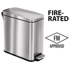 Stainless Steel Step Trash Can with Hinged Lid, 3-Gallon, Silver (HLSS03RFR)<HLS Commercial Hot
