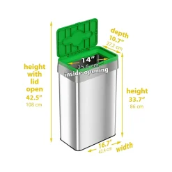 Stainless Steel Compost Bin, 21-Gallon, Silver/Green (HLS21UOTCOP)<HLS Commercial New