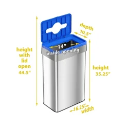 Stainless Steel Recycling Bin, 21-Gallon, Blue/Silver (HLS21UOTREC)<HLS Commercial Outlet