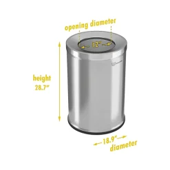 Stainless Steel Trash Can with Open Lid, 26-Gallon, Silver (HLSC05G26)<HLS Commercial