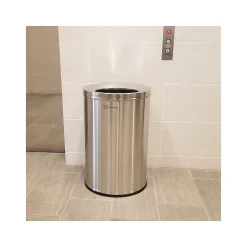 Stainless Steel Trash Can with Open Lid, 26-Gallon, Silver (HLSC05G26)<HLS Commercial