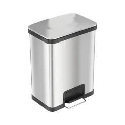Stainless Steel Step Trash Can with Hinged Lid, 13-Gallon, Silver (HLS13SS)<HLS Commercial