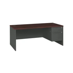 Computer Desks*HON ® 38000 Series 72'' Right Pedestal Desk, Mahogany/Charcoal (H38293RNS)