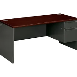 Computer Desks*HON 38000 Series 66" Single Pedestal Desk, Charcoal (38291RNS)