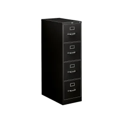 File Cabinets*HON 310 Series 4-Drawer Vertical File Cabinet, Letter Size, Lockable, 52"H x 15"W x 26.5"D, Black (314PP)