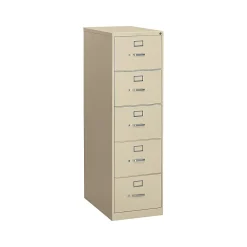 File Cabinets*HON 310 Series 5-Drawer Vertical File Cabinet, Legal Size, Lockable, 60"H x 18.25"W x 26.5"D, Putty (315CPL)