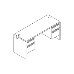Office Desks*HON ® 38000 Series Kneespace Credenza with Locks, Mahogany/Charcoal, 29 1/2"H x 60"W x 24"D