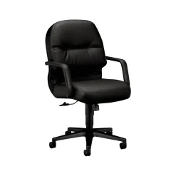 Office Chairs*HON 2090 Series Leather Executive Mid-Back Chair, Black (H2092SR11T)