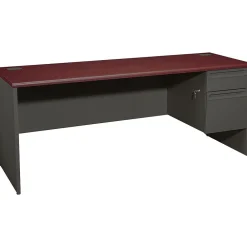 Office Desks*HON ® 38000 Series Right Pedestal Credenza, Mahogany/Charcoal, 29 1/2"H x 72"W x 24"D