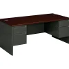 Computer Desks*HON 38000 Series 72"W Double Pedestal Desk, Mahogany/Charcoal (H38180NS)