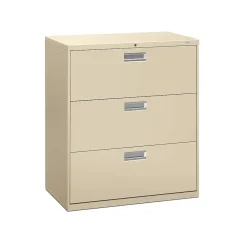 File Cabinets*HON Brigade 600 Series 3 File Drawers Lateral File Cabinet, Putty/Beige, Letter/Legal, 36"W (683LL)