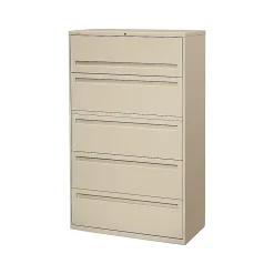 File Cabinets*HON Brigade 700 Series 5 File Drawer Lateral File Cabinet, Locking, Letter/Legal, Putty/Beige, 42"W (H795.L.L)